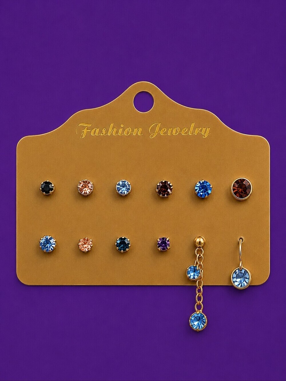 Vintage Twelve Assorted Dainty Crystal Rhinestone Single Earrings